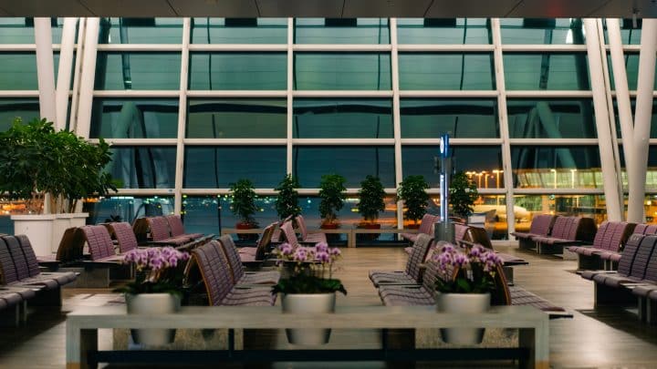 Waiting area with rows of seats at Incheon International Airport