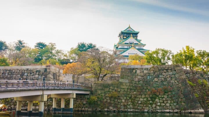 Osaka Castle main tower above its stone walls
