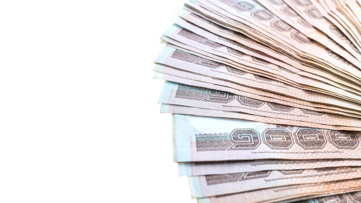 Thai baht banknotes and coins