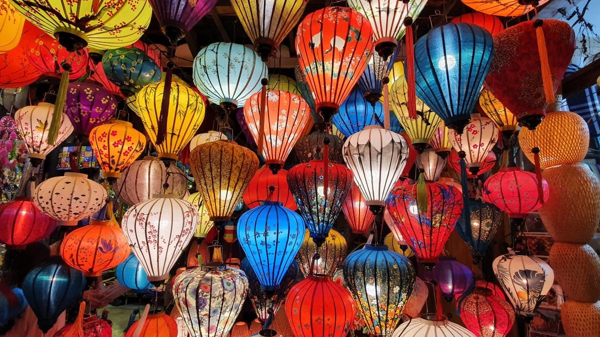 Colorful lanterns hanging in Hoi An, Vietnam