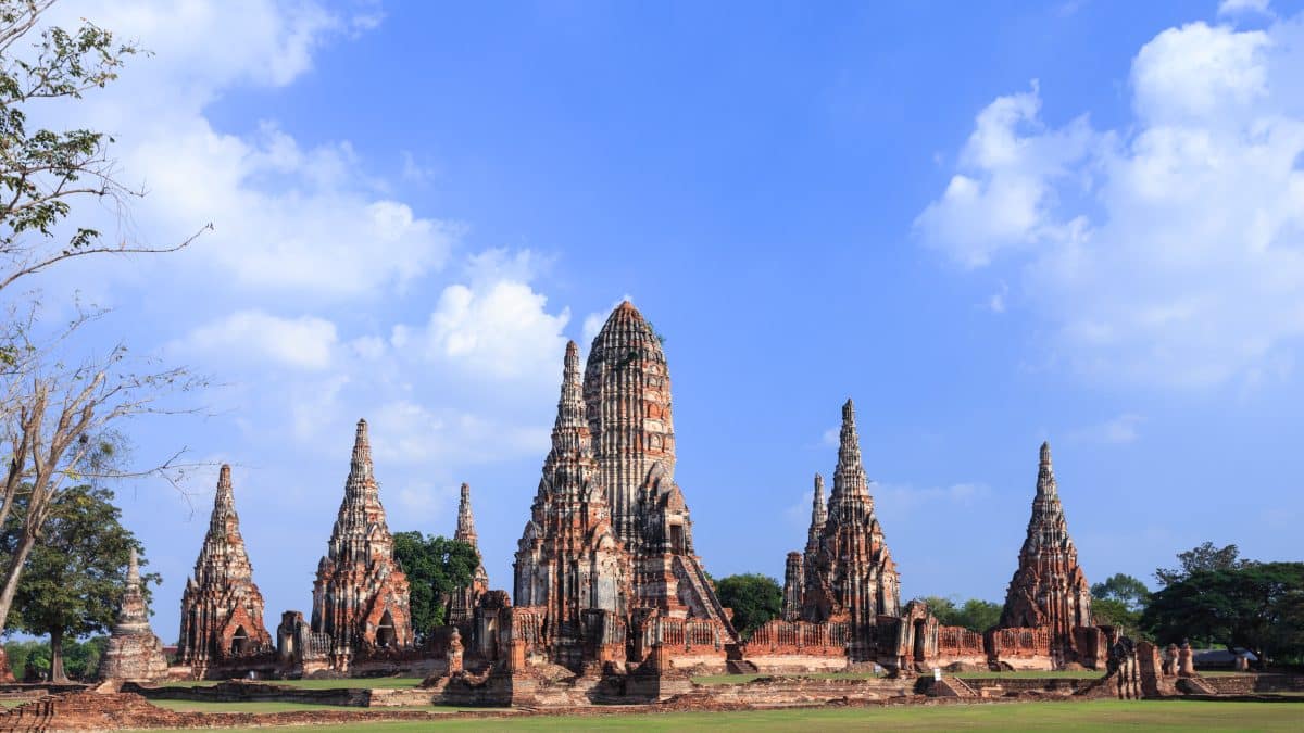 Wat Chaiwatthanaram, the riverside Khmer-style temple at Ayutthaya Historical Park in Thailand